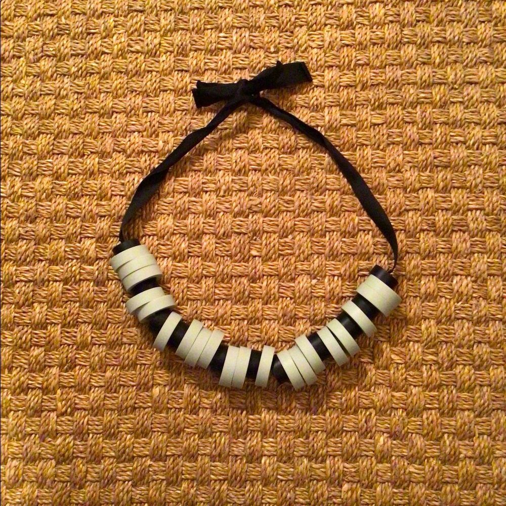COS black & grey rubber ring necklace
